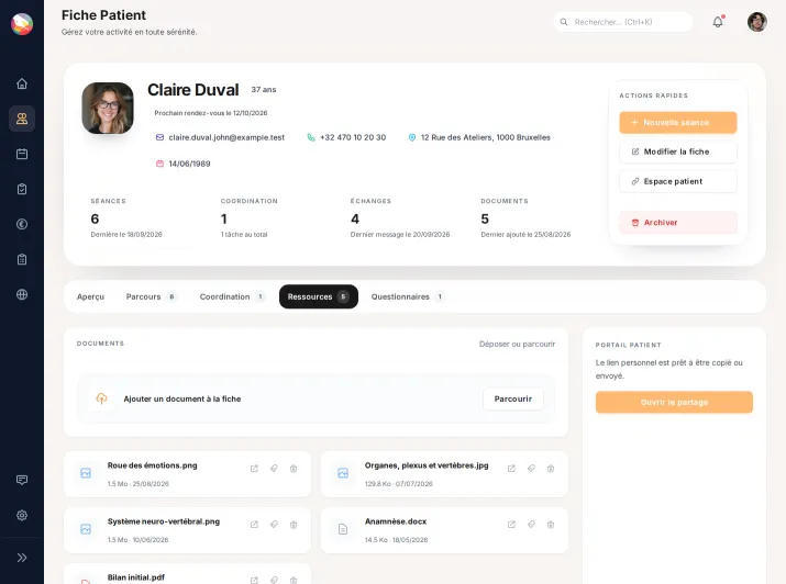 Fichiers rattachés à une fiche patient