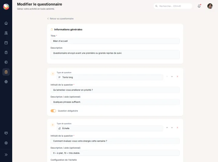 Création d'un questionnaire personnalisé